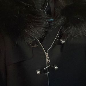 Zara woman fur hood mid length coat beautiful